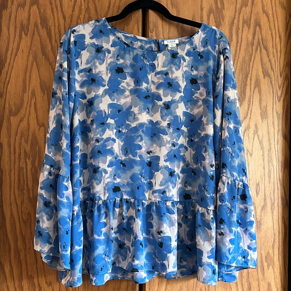J. Crew blue floral blouse